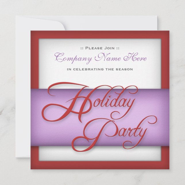 Corporate Holiday Party - Red & Purple Invitations (Front)