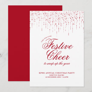 Corporate Holiday Party Red White Festive Cheer Invitation