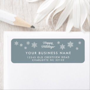 Corporate Holiday Return Address Blue Snowflake