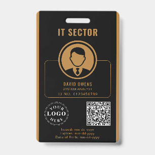Corporate ID Badge with Photo and QR Code