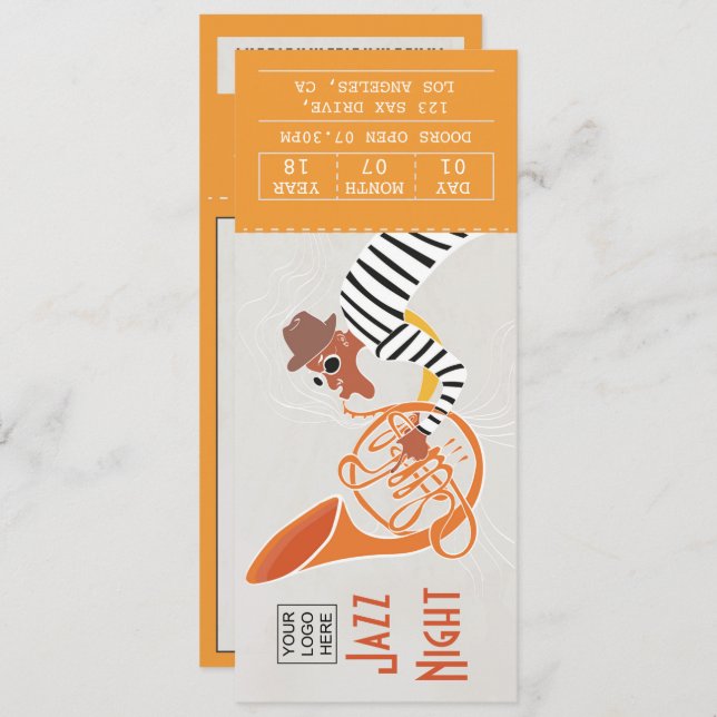 Corporate Jazz Music Night Ticket invitation (Front/Back)