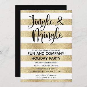 Corporate Jingle and Mingle Gold Black Holiday  In Invitation