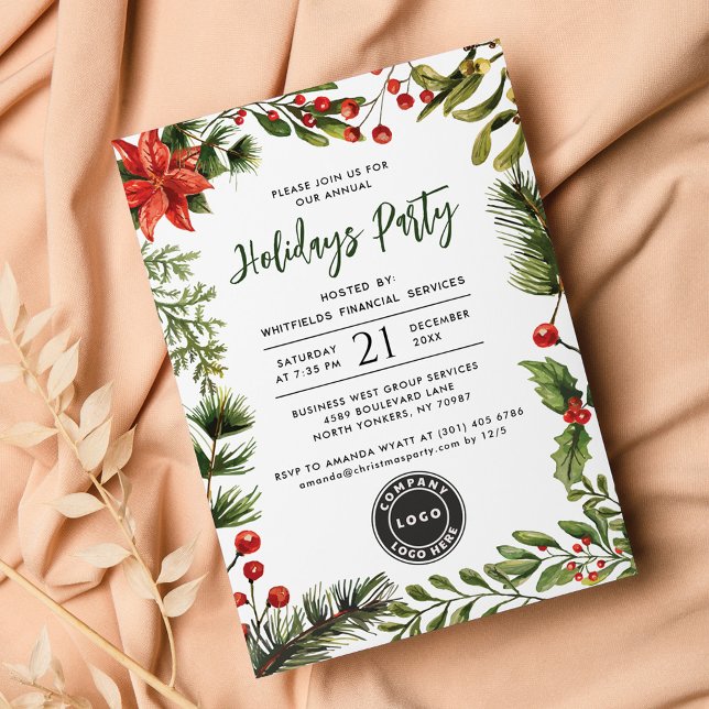 Corporate Logo Christmas Holidays Party Invitation (Corporate Business Logo Christmas Holiday Party Invitation Card)