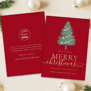 Corporate Logo Christmas Tree & Lights Script Gold