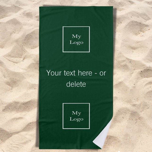 Corporate logo emerald green text business beach towel (Creator Uploaded)