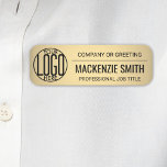 Corporate Logo Gold Colour Printed Plastic Employe Name Tag<br><div class="desc">**Please note that the background is printed to look metallic, but the product is not made of metal and is not engraved.** Represent your business in style by supplying staff with modern and professional custom logo rectangular plastic name tags, available with your choice of pin or magnetic backing. Fonts, colours...</div>