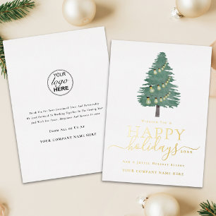 Corporate Logo Happy Holidays Christmas Tree Gold