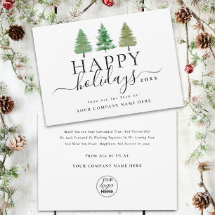 Corporate Logo Happy Holidays Christmas Trees Holiday Card