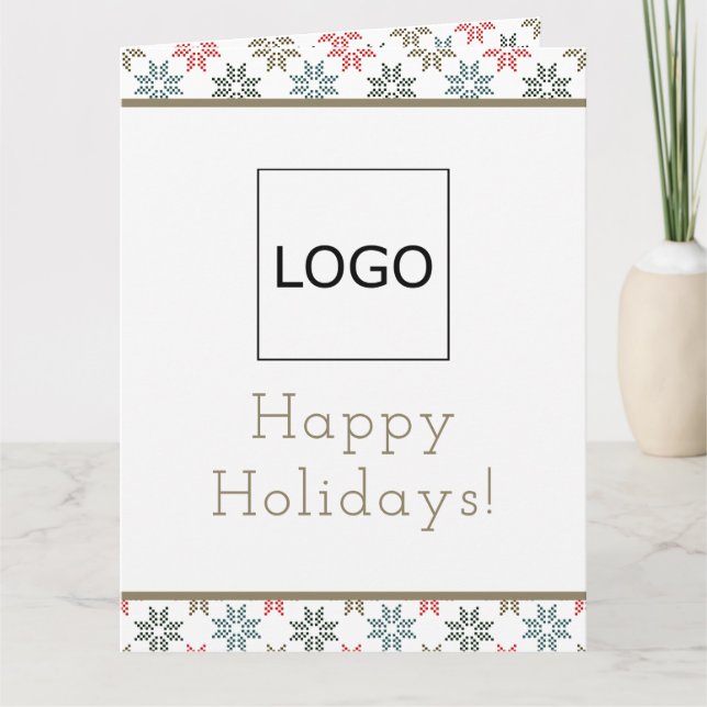 Corporate Logo Holiday Poinsettia, Elegant Festive Card (Front)