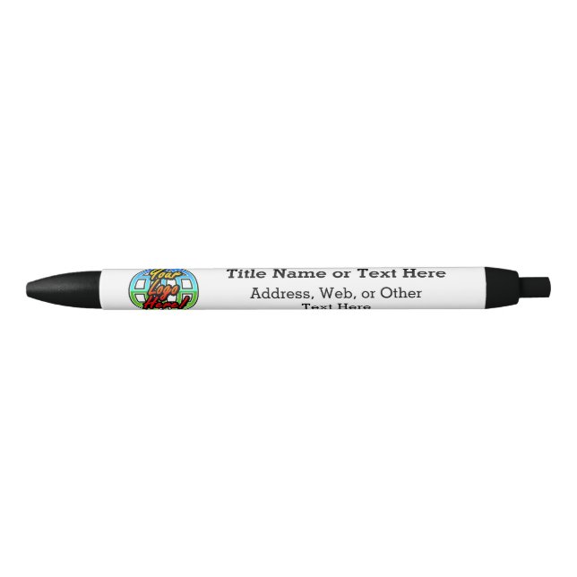 Corporate Logo Imprinted Pen, Low Minimum Quantity Black Ink Pen (Front)