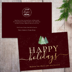 Corporate Logo Modern Christmas Trees Script Gold