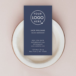 Corporate Logo   Navy Blue Minimalist Vertical Business Card