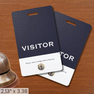 Corporate Logo Navy Blue Visitor Badge ID Badge