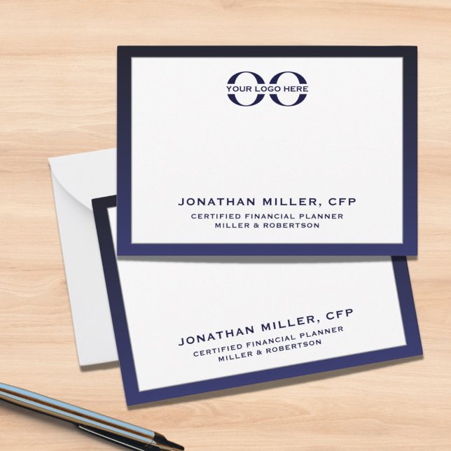 Corporate Logo Navy White Note Card (Creator Uploaded)