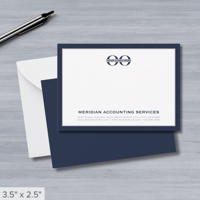 Corporate Logo Navy White Note Card (Creator Uploaded)