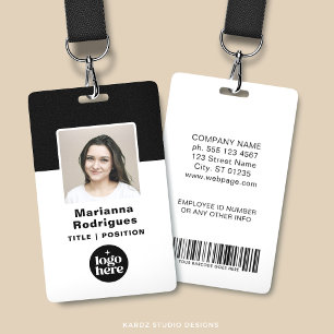 Corporate Logo Photo Barcode Custom Employee ID ID Badge