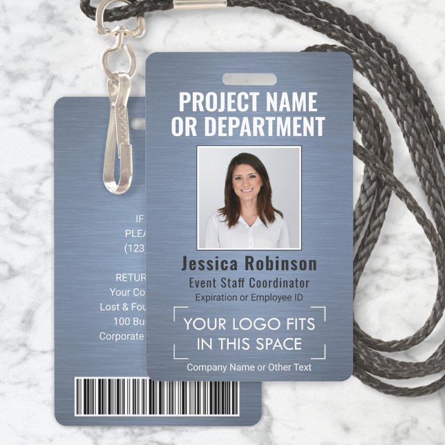 Corporate Logo Photo ID QR Barcode Dusty Blue Badge (Creator Uploaded)