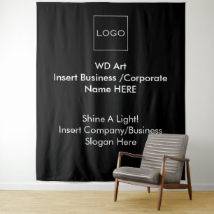 Corporate Logo, Photo Shoot, Black and White Event Tapestry