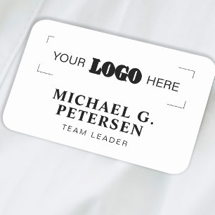 Corporate logo professional employee white black name tag