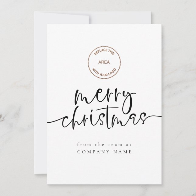 Corporate Logo QR Code Any Colour Merry Christmas  Holiday Card (Front)