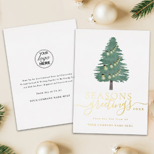 Corporate Logo Seasons Greetings Xmas Tree Gold