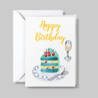 Corporate Logo Simple Blue Cherry Cake Birthday