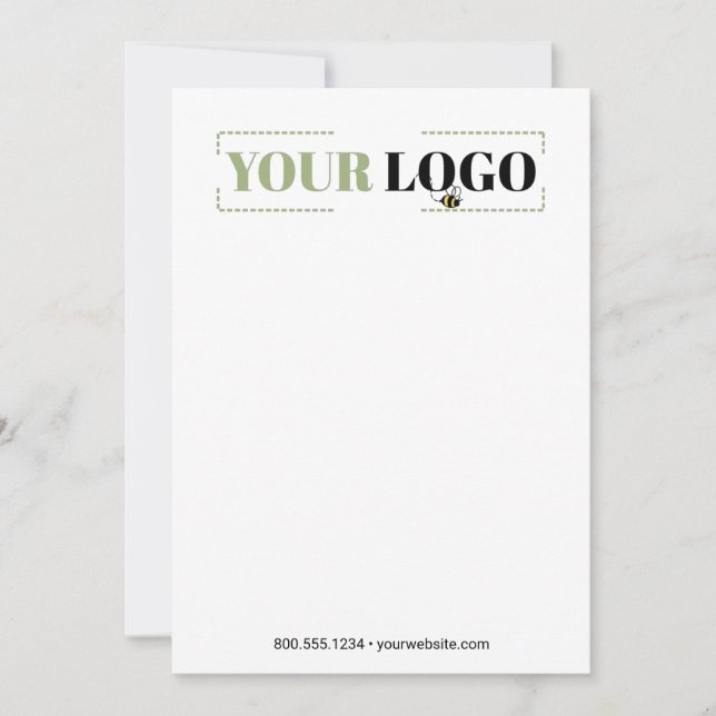Corporate Logo Simple White Custom Note Card (Front)
