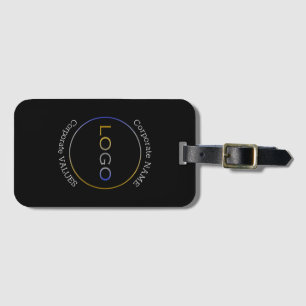 Corporate Logo Values Professional Round Black Luggage Tag