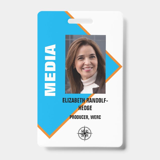 CORPORATE MEDIA PHOTO I.D. EVENT PRESS PASS ID BADGE (Front)