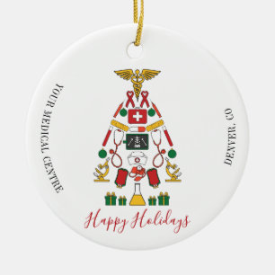 Corporate Medical Happy Holidays Christmas Ceramic Tree Decoration