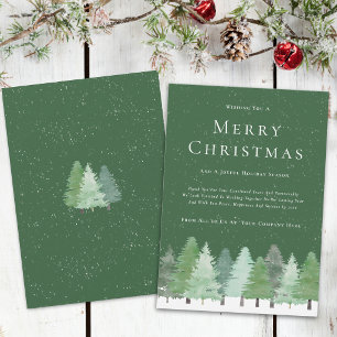 Corporate Merry Christmas Watercolor Woodland Snow Holiday Card