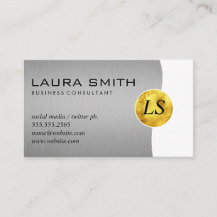 Corporate / Metallic Silver / Gold Monogram Business Card