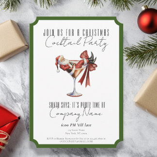 Corporate Minimalist Santa Cocktail Christmas Invitation