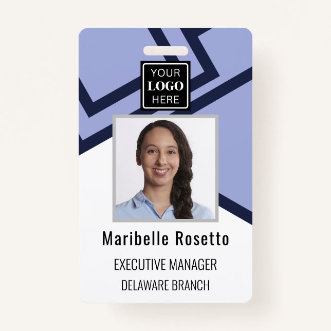 Corporate Modern Dark blue Employee Badge ID Badge (Front)