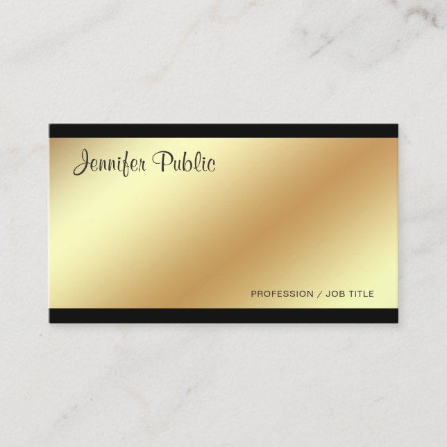Corporate Modern Elegant Black and Gold Plain Business Card (Front)