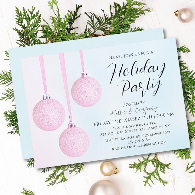 Corporate Modern Script Holiday Christmas Party Invitation (Creator Uploaded)