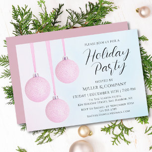 Corporate Modern Script Holiday Christmas Party Invitation