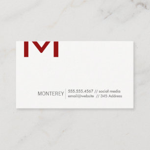 Corporate   Monogram Split (Deep Red) Business Card