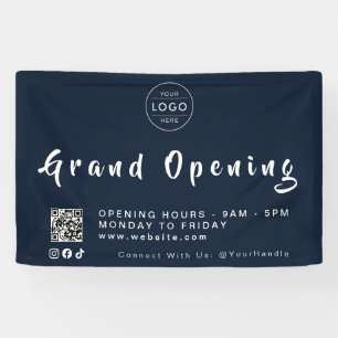 Corporate Navy Blue QR Code Realtor Business Logo Banner