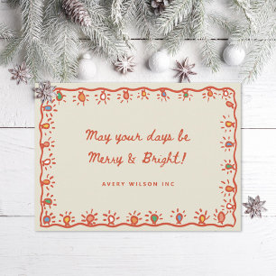 Corporate Office Doodle Christmas Lights Photo Holiday Card