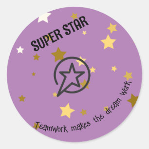 Corporate/Office/School - super gold star editable Classic Round Sticker