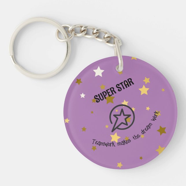 Corporate/Office/School - super gold star editable Key Ring (Front)