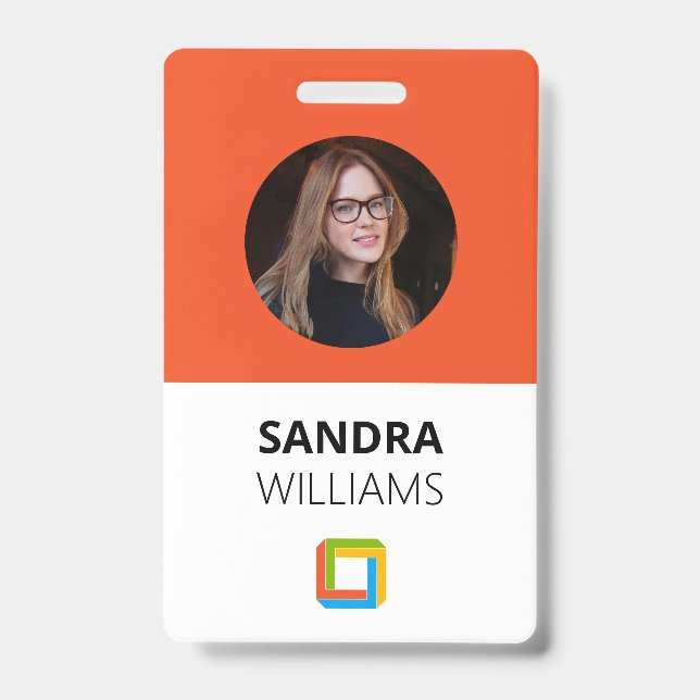 Corporate Orange Custom Employee ID Badge (Front)