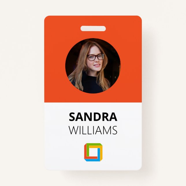 Corporate Orange Custom Employee ID ID Badge (Front)