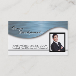 Corporate Photo Business Card - Professional Blue
