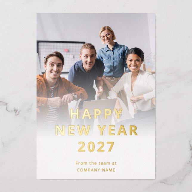 Corporate Photo Logo QR Code Happy New Year 2027 (Front)
