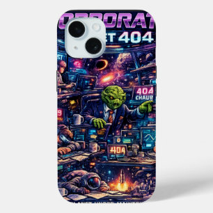 Corporate Planet 404 Retro Futuristic Space Office iPhone 15 Case