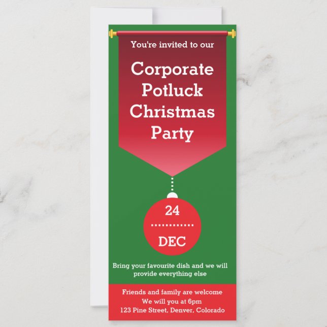 Corporate Potluck Christmas Party Invitation (Front)