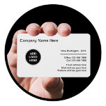 Corporate Professional Logo Design Business Card<br><div class="desc">Professional business card design in classic black and white with a logo template you can replace with your own business mark or graphic. Replace the text with your own business information for a customised design. Created for an office professional, business management, or corporate entity. Presented on rounded corner high quality...</div>
