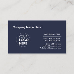 Corporate Professional Logo Design Navy Blue Business Card